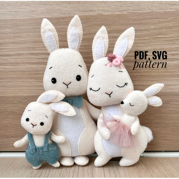 DIY bunny ornaments felt pattern Bunny family felt pattern Inspire Uplift