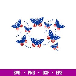 American Butterfly Full Wrap, American Butterfly Full Wrap Svg, Starbucks Svg, Coffee Ring Svg, Cold Cup Svg, png, dxf,