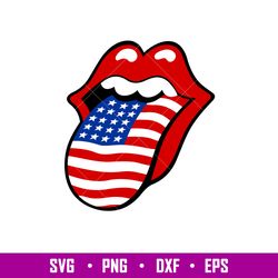 American Flag Tongue, American Flag Tongue Svg, 4th of July Svg, Patriotic Svg, Independence Day Svg, USA Svg, dxf , png