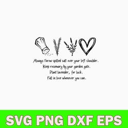 always throw spilled salt over your left shoulder svg, png dxf eps digital file