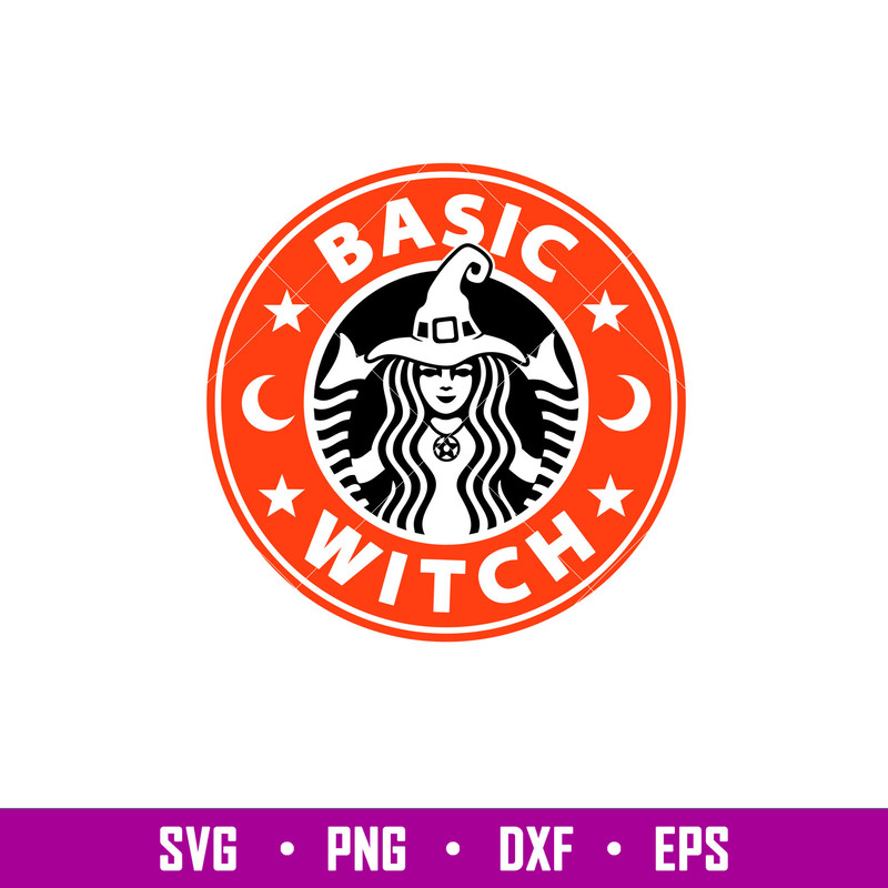 Basic Witch, Basic Witch Svg, Halloween Svg, Starbucks Coffee ring Svg, Witch Svg, png, eps, dxf file.jpg