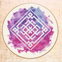 watercolor cross stitch pattern mandala cross stitch scandinavian folk cross stitch nursery diy decor