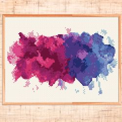 watercolor cross stitch pattern modern cross stitch pdf abstract cross stitch chart pdf instant download