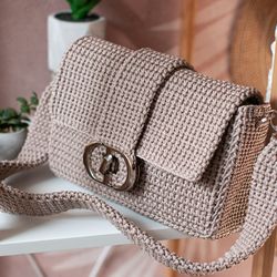 Woman's crossbody bag, crochet shoulder bag, handmade summer bag