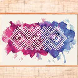 watercolor cross stitch pattern modern cross stitch tribal embroidery folk cross stitch pdf