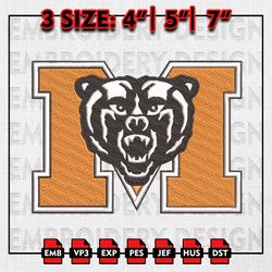 Mercer Bears Embroidery files, NCAA D1 teams Embroidery Designs, NCAA Mercer Bears, Machine Embroidery Pattern