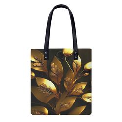 pu leather handbags bright colorful golden leaves pattern