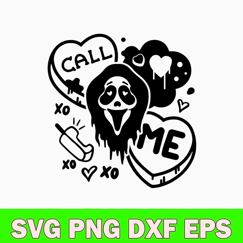 Call Me Svg, Candy Hearts Funny Svg, Scream Svg, Horror Valentine’s Day Svg, Png Dxf Eps File.jpg