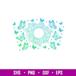 butterflies floral full wrap, butterflies floral full wrap svg, starbucks svg, coffee ring svg, cold cup svg, png,eps, d