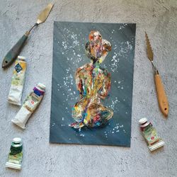 nude painting original art naked girl art wall art 8 by12 inches riche art  ready to ship.s
