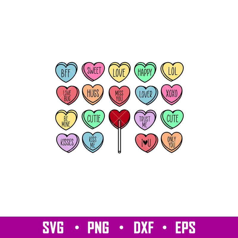Candy Hearts Bundle, Candy Hearts Starbucks Bundle Svg, Valentine’s Day Svg, Valentine Svg, Love Svg, png, dxf, eps file.jpg
