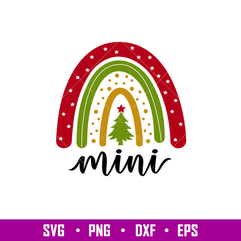 Christmas Boho Rainbow Mini, Christmas Boho Rainbow Mini Svg, Christmas Svg, Merry Christmas Svg, png, dxf, eps file.jpg