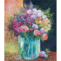 camellia painting flowers original art floral painting impressionist artwork impasto painting 20"x16" by ksenia de
