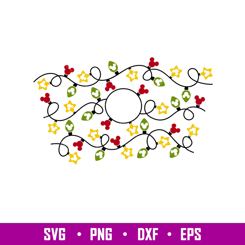 Christmas Lights Ful Wrap, Christmas Lights Full Wrap Svg, Starbucks Svg, Coffee Ring Svg, Cold Cup Svg, png, dxf, eps file.jpg