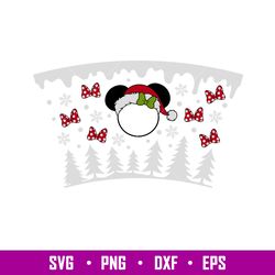 christmas red bow full wrap, christmas red bow minnie mouse full wrap svg, starbucks svg, coffee ring svg, cold cup svg,