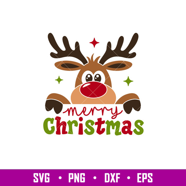 Christmas Reindeer, Christmas Reindeer Svg, Peeping Reindeer Svg, Merry Christmas Svg, Christmas Svg, png, eps, dxf file.jpg