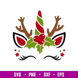 Christmas Unicorn 1, Christmas Unicorn Svg, Reindeer Svg, Christmas Svg, Holy Unicorn Svg, png, dxf, eps file
