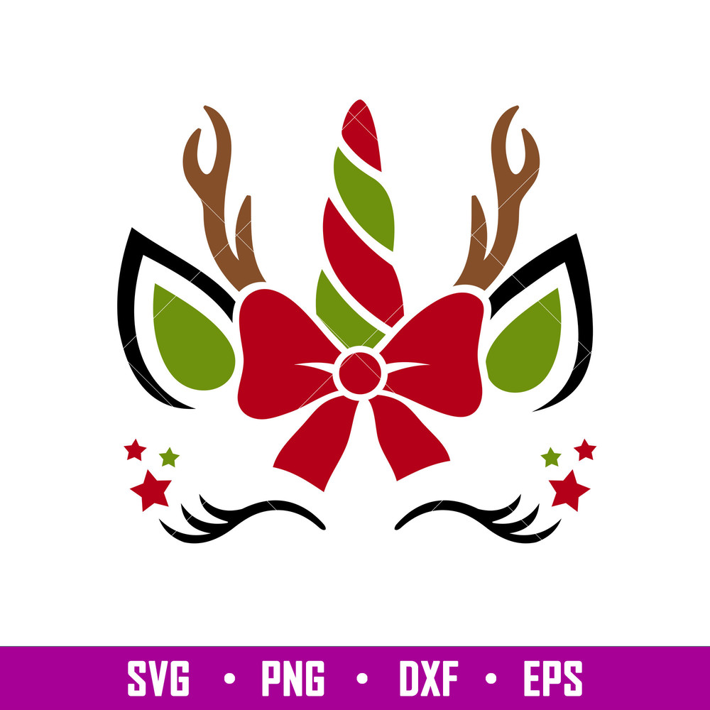 Christmas Unicorn 2, Christmas Unicorn Svg, Reindeer Svg, Christmas Svg, Holy Unicorn Svg, png, dxf, eps file.jpg