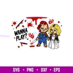 chucky wanna play full wrap, chucky wanna play starbucks full wrap svg, halloween svg, spooky season svg, trick or treat