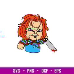 chucky, chucky svg, halloween svg, spooky season svg, trick or treat svg, png, eps, dxf file