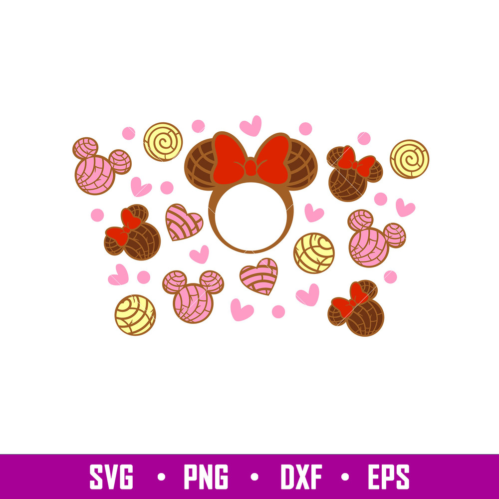 Concha Mouse Full Wrap, Concha Mickey _ Minnie Mouse Full Wrap Svg, Starbucks Svg, Coffee Ring Svg, Cold Cup Svg,png, dxf, eps file.jpg