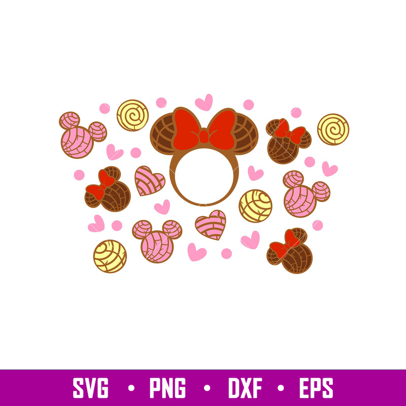 Concha Mouse Full Wrap, Concha Mickey _ Minnie Mouse Full Wrap Svg, Starbucks Svg, Coffee Ring Svg, Cold Cup Svg,png, dxf, eps file.jpg