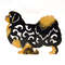 Figurine black and tan Tibetan Spaniel of wood
