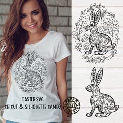 SVG Easter folk art Bunny for laser cut, Cricut, plotter.