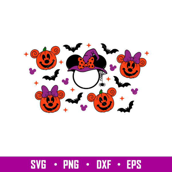 Cute Witch Full Wrap, Cute Witch Minnie Mouse Starbucks Full Wrap Svg, Halloween Svg, Spooky Season Svg, Disney Svg,png, dxf, eps file.jpg
