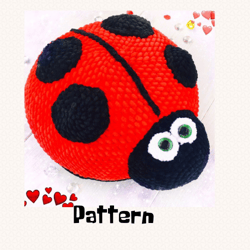 crochet pillow ladybug  pattern.plush pattern.Ladybug pattern