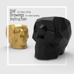 Welding Project Plans Drawings Skull Planter (DXF, PDF)
