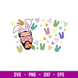 Easter Bad Bunny Full Wrap, Easter Bad Bunny Full Wrap Svg, Starbucks Svg, Coffee Ring Svg, Cold Cup Svg, png, dxf, eps