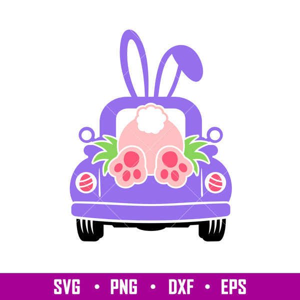 Easter Truck Rabbit Back, Easter Truck Rabbit Back Svg, Happy Easter Svg, Easter egg Svg, Spring Svg,png, dxf, eps file.jpg