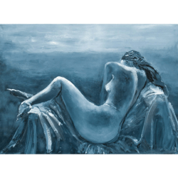figurative painting nude woman original art impressionist artwork 20"x28" by kseniadeartgallery