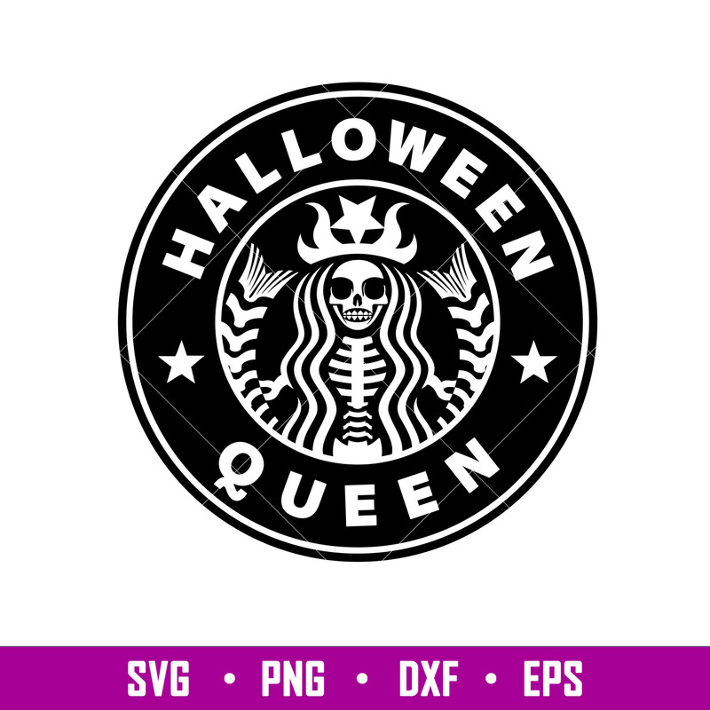 Halloween Queen, Halloween Queen Starbucks Svg, Skeleton Coffee Svg, Halloween Svg,png,dxf,eps file.jpg