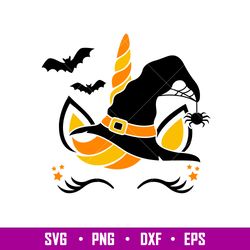 Halloween Unicorn 1, Witch Unicorn Svg, Halloween Unicorn Svg, Magical Unicorn Svg, Unicorn Face Svg,png,dxf,eps file