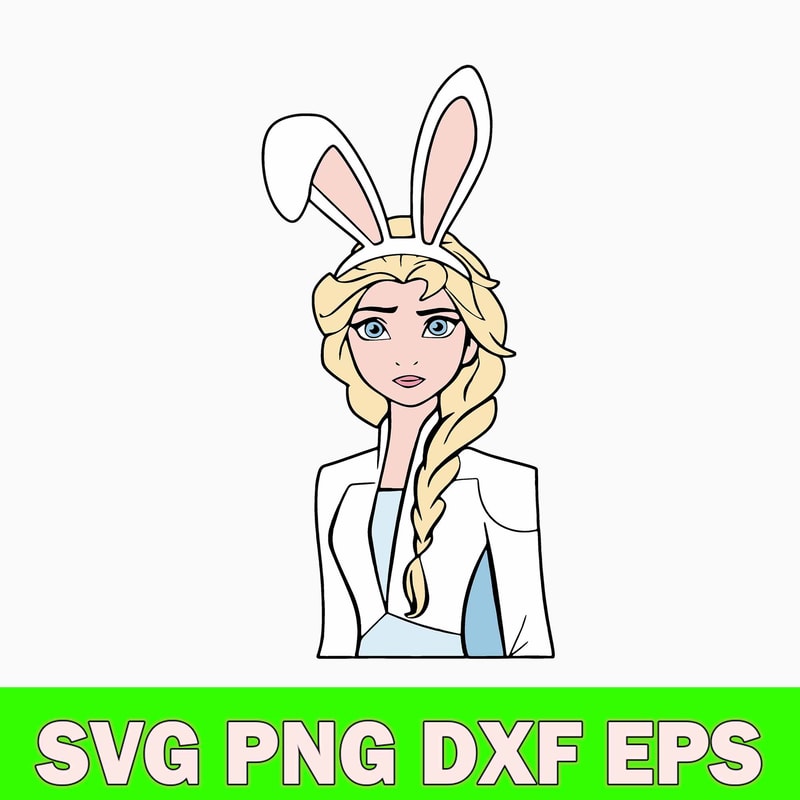 Elsa in Bunny Ears Svg, Elsa Svg, Disney Pincess Svg, Png Dxf Eps File.jpg