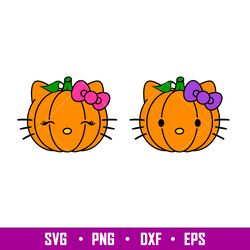Hello Kitty Pumpkin Bundle, Hello Kitty Pumpkin Bundle Svg, Halloween Svg, Spooky Season Svg, Trick or Treat Svg,dxf,eps