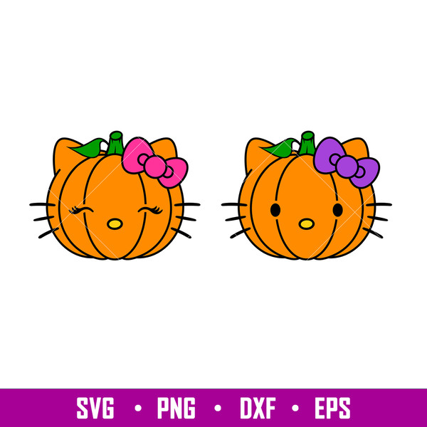 Hello Kitty Pumpkin Bundle, Hello Kitty Pumpkin Bundle Svg, Halloween Svg, Spooky Season Svg, Trick or Treat Svg,dxf,eps,png file.jpg