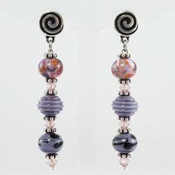 Purple Lilac Lavender Violet Earrings Lampwork Murano Glass Earrings Long Dangle Drop Statement Earrings Jewelry 5081