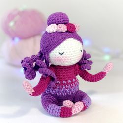 Meditating girl amigurumi doll cochet pattern pdf | Amigurumi crochet pattern toy