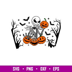 Jack Skellington Halloween Full Wrap, Jack Skellington Halloween Starbucks Full Wrap Svg, Halloween Svg, Spooky Season S