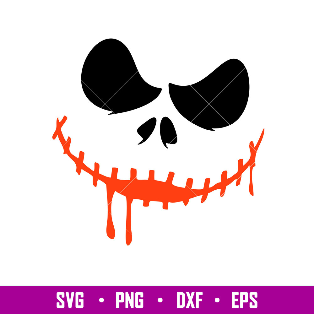Jack Skellington Smile, Jack Face Svg, Smiling Jack Svg, Nightmare Svg, Halloween Svg, png, dxf, eps file.jpg