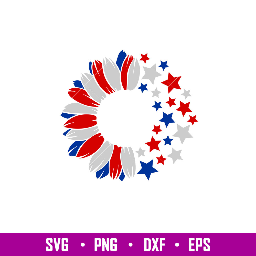 July 4th Sunflower, July 4th Stars Sunflower Svg, Starbucks Svg, Coffee Ring Svg, Cold Cup Svg, png, dxf, eps file.jpg