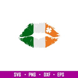 Kiss Lips Irish Flag, Kiss Lips Irish Flag Svg, St. Patricks Day Svg, Lucky Svg, Irish Svg, Clover Svg, png, dxf, eps fi