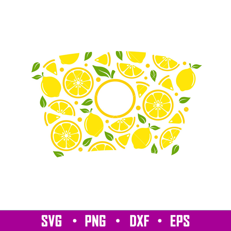Lemon Summer Full Wrap, Lemon Summer Full Wrap Svg, Starbucks Svg, Coffee Ring Svg, Cold Cup Svg, png, dxf, eps file.jpg