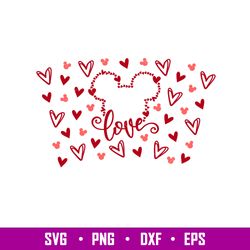Love Ears Full Wrap,Love Mickey Mouse Full Wrap Svg, Starbucks Svg, Coffee Ring Svg, Cold Cup Svg, png, dxf, eps file