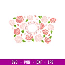 Mama Mom Mother Full Wrap, Mama Mom Mother Full Wrap Svg, Starbucks Svg, Coffee Ring Svg, Cold Cup Svg, png,dxf,eps file