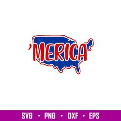 Merica Usa Map, Merica Usa Map Svg, 4th of July Svg, Patriotic Svg, Independence Day Svg, USA Svg, png,dxf,eps file