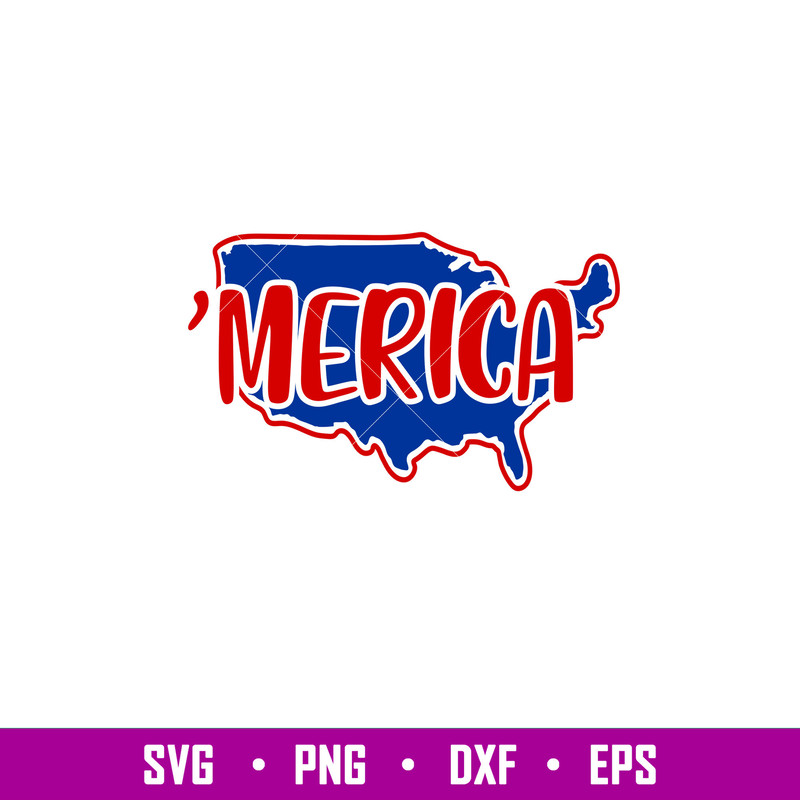Merica Usa Map, Merica Usa Map Svg, 4th of July Svg, Patriotic Svg, Independence Day Svg, USA Svg, png,dxf,eps file.jpg